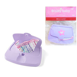 NEW American Girl Bitty Baby Doll Diaper WIPE CASE Container + CLOTH WASH TOWEL